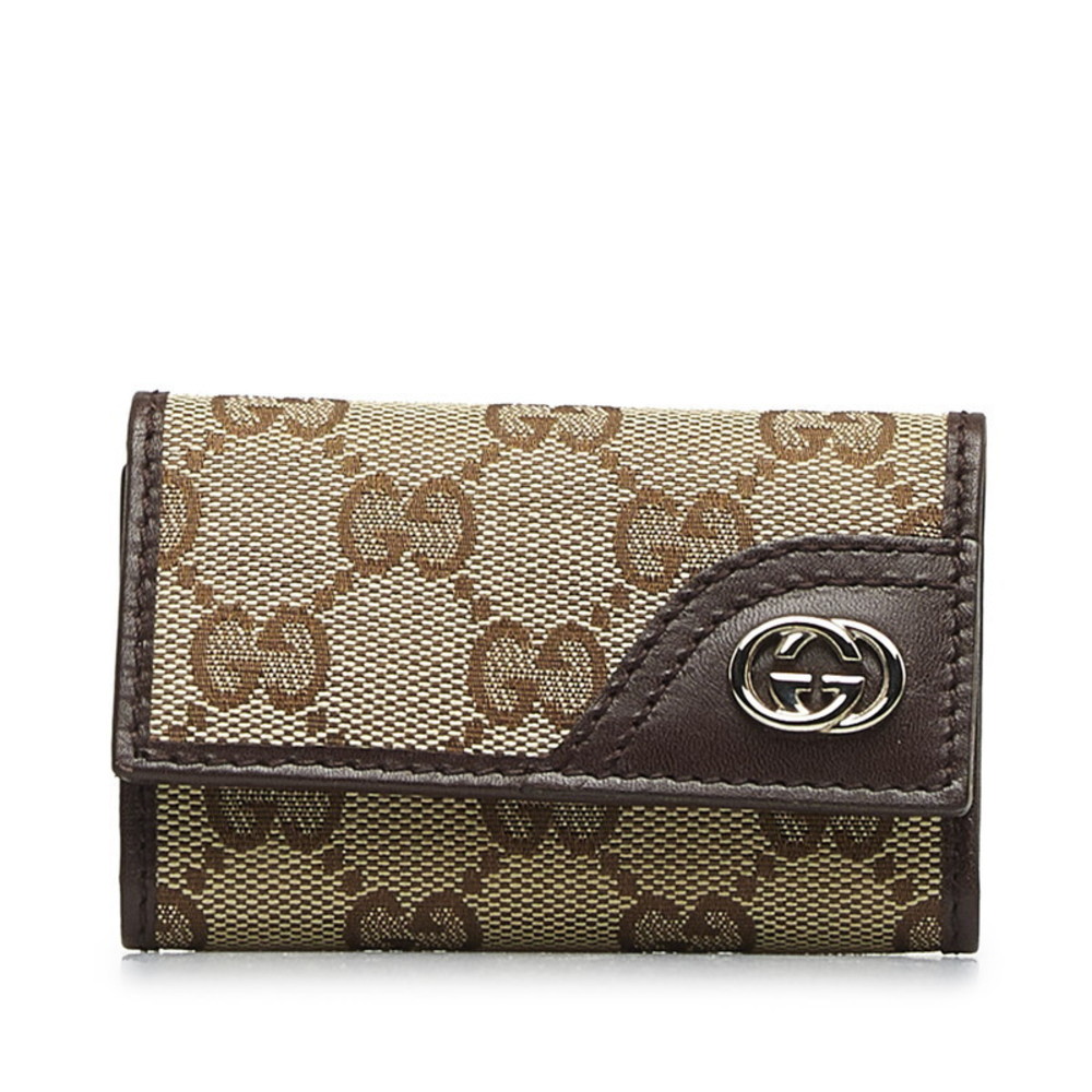 Gucci Gg Canvas Interlocking G Key Case Beige Bro… - image 1